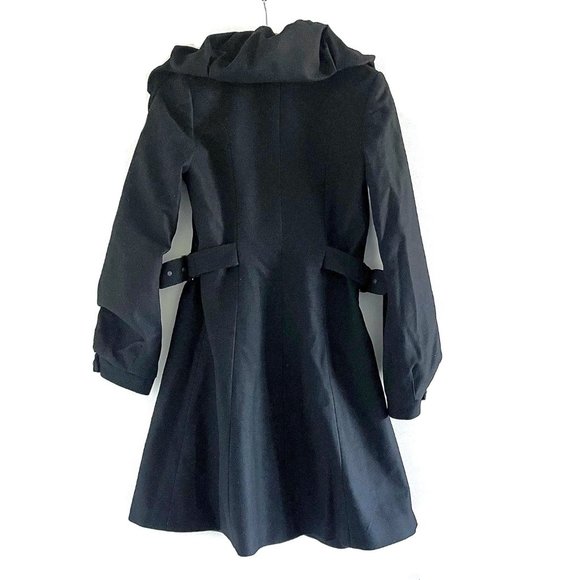 LeFull Black Wool / Cashmere Coat with Ruffle Collar Size 6 - Picture 3 of 12